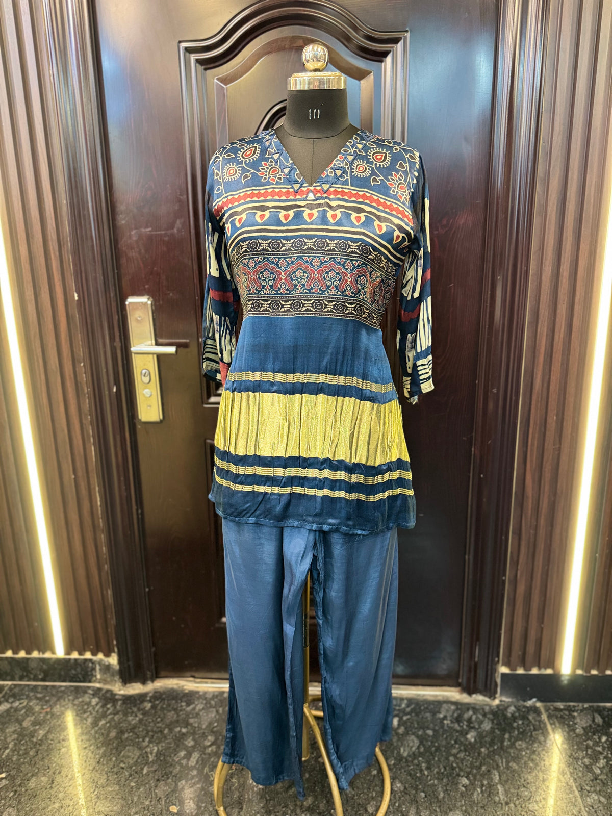 BLUE GAJJI SILK COORD