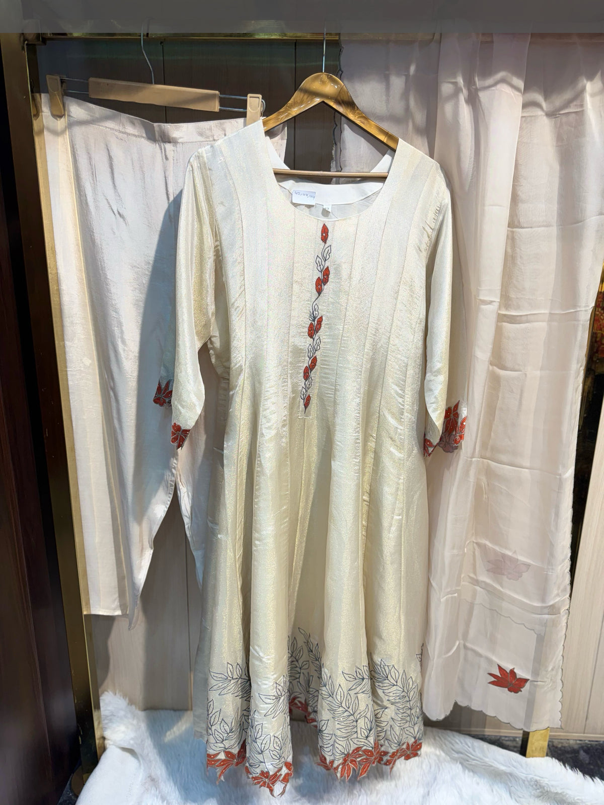 Ivory Shimmer Anarkali Set
