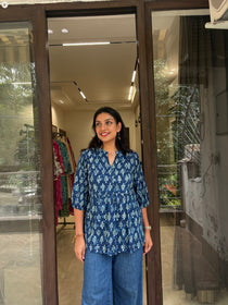 BLUE PEPLUM TOP