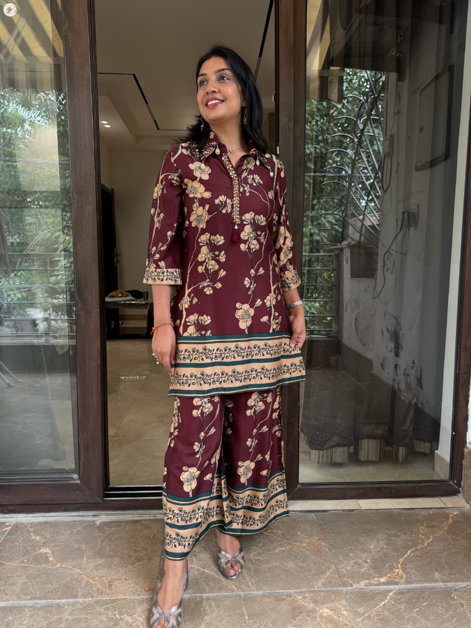 MAROON MUSLIN COORDSET