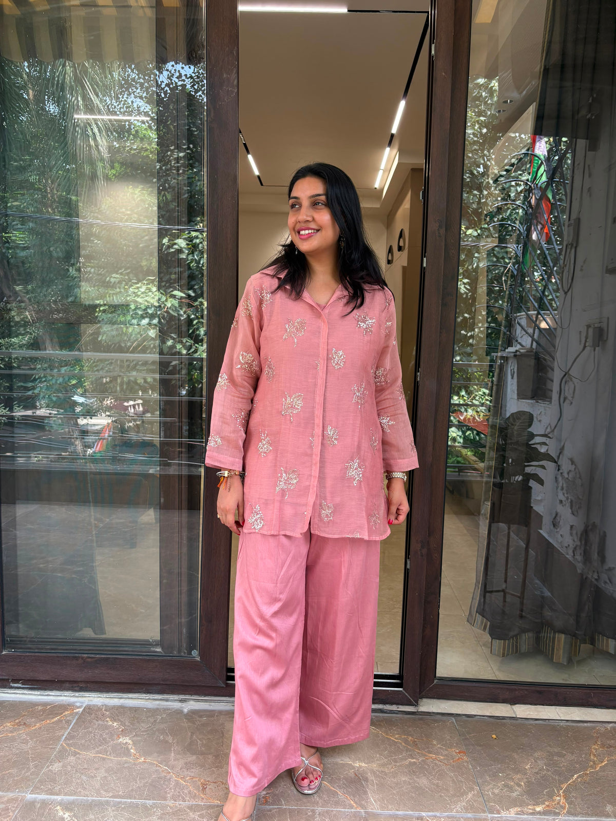 PEACH SEQUINS COORDSET