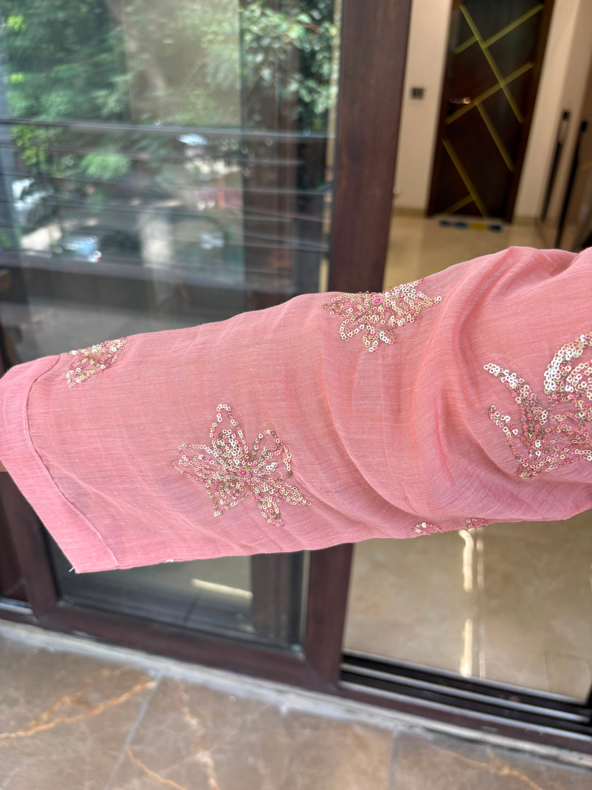 PEACH SEQUINS COORDSET