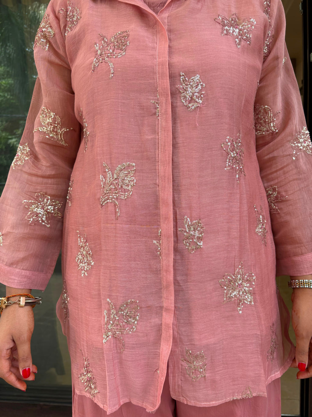 PEACH SEQUINS COORDSET