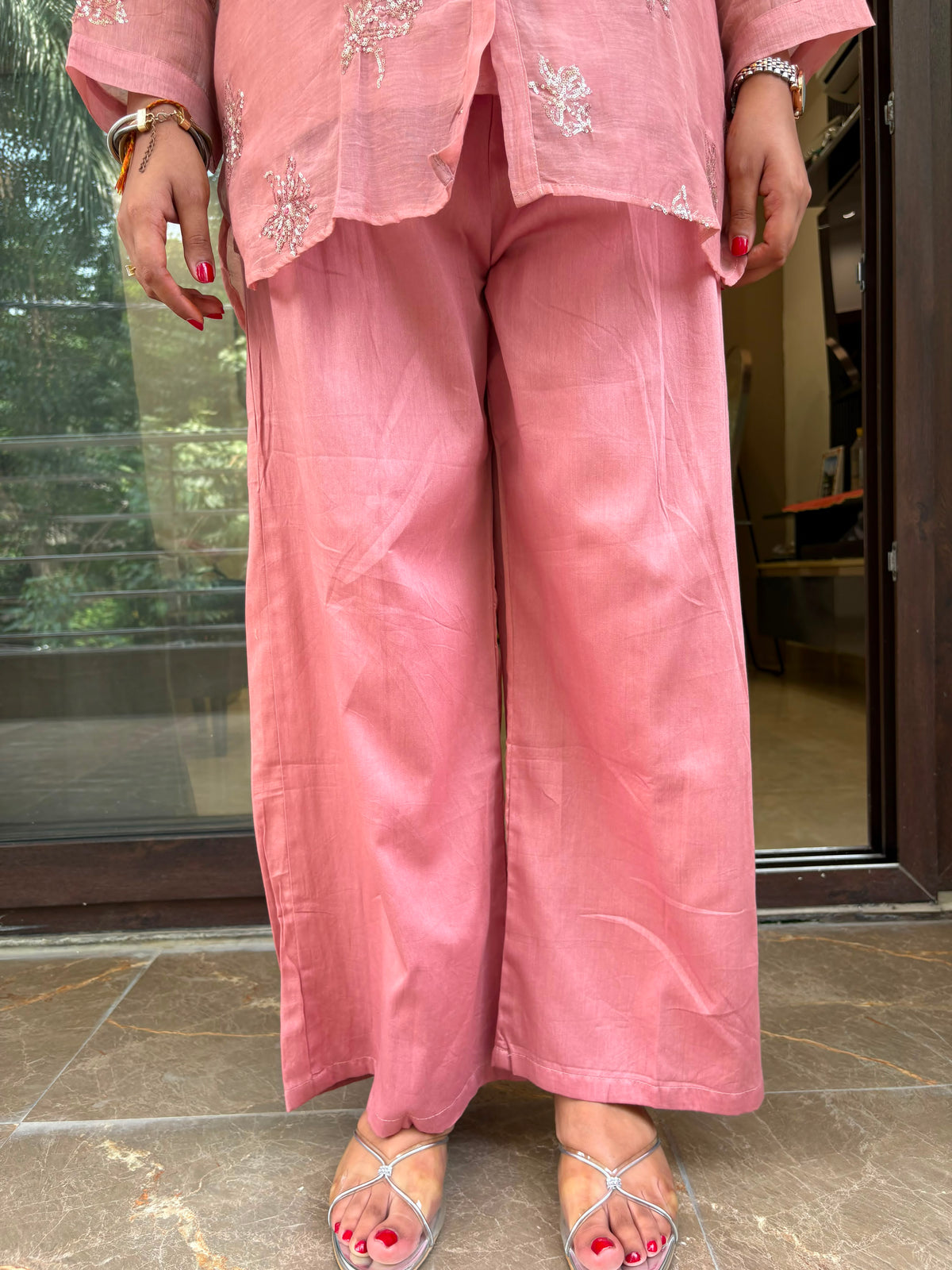PEACH SEQUINS COORDSET