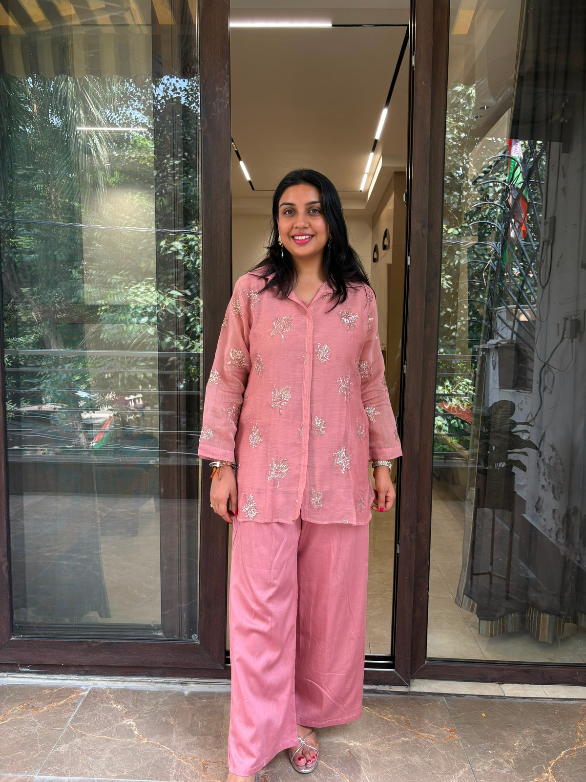 PEACH SEQUINS COORDSET