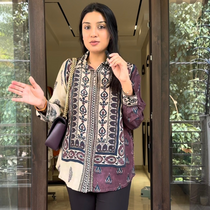 BROWN CREAM CREPE SHIRT