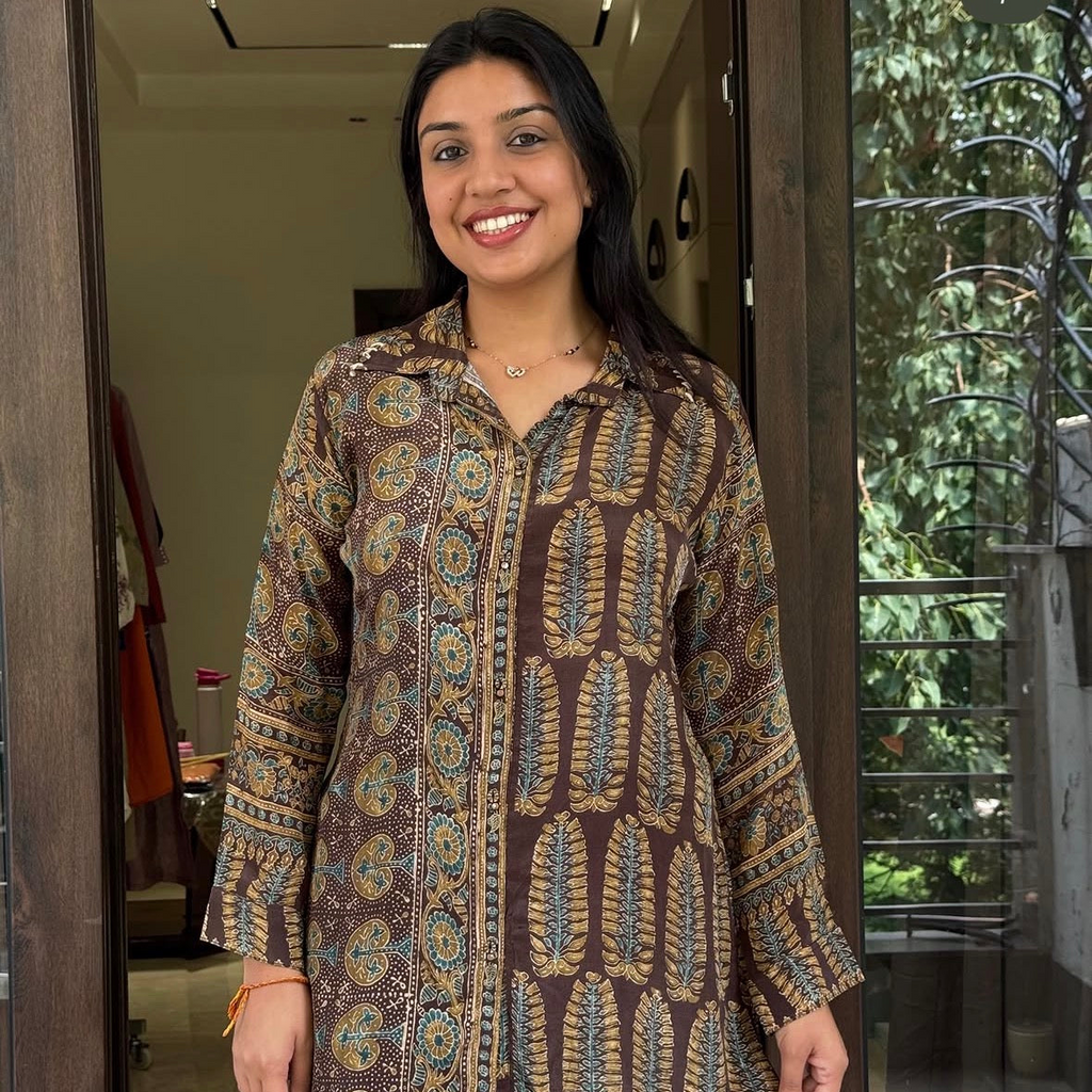 BROWN AJRAKH JAIPURI SHIRT