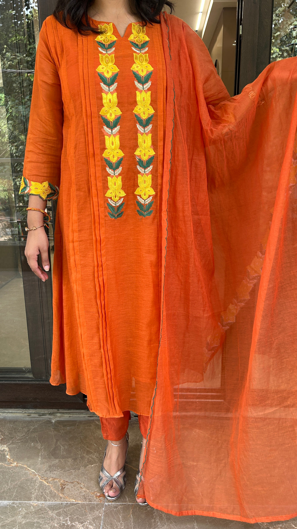 Saffron Anarkali Set
