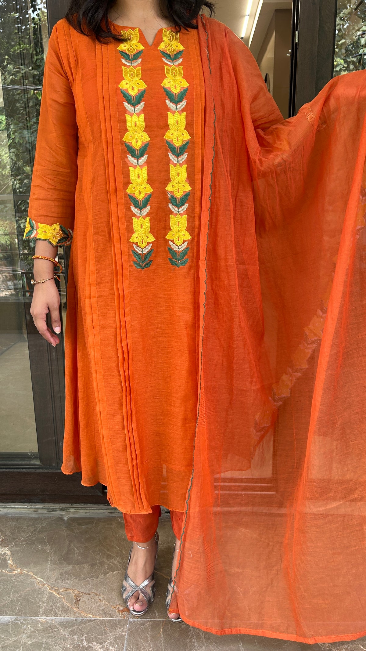 Saffron Anarkali Set
