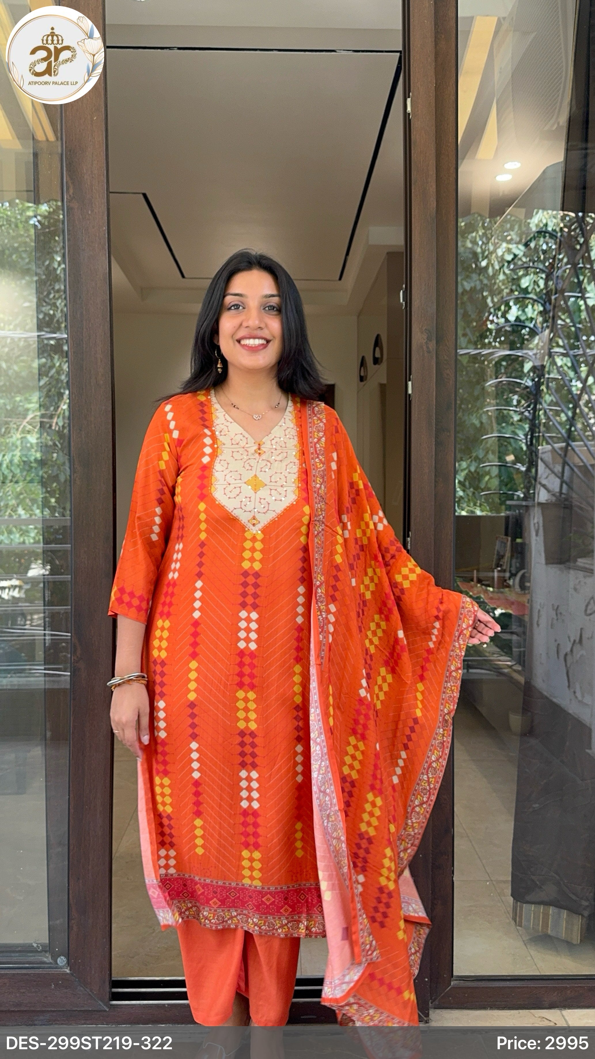 ORANGE MUSLIN SUIT SET Secondary image