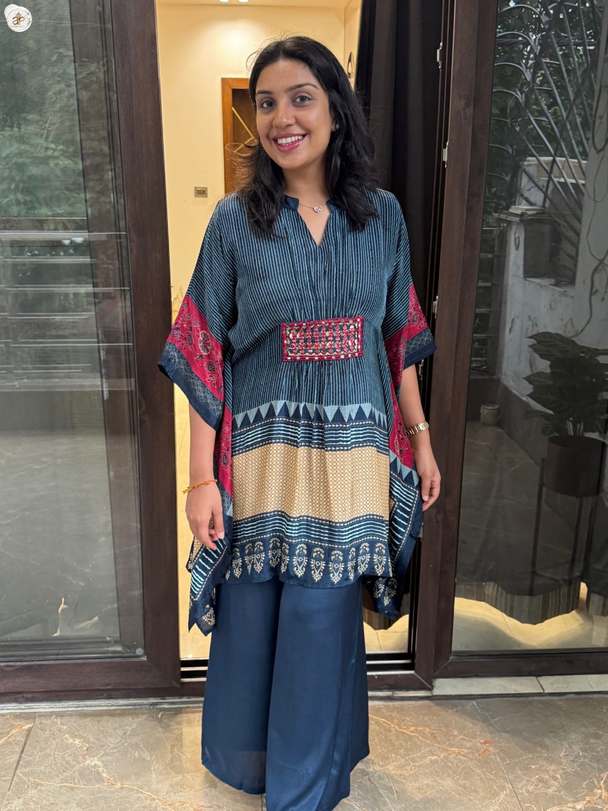 BLUE AJRAKH KAFTAN Main image