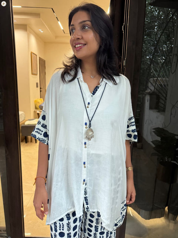 WHITE BLOCK KAFTAN