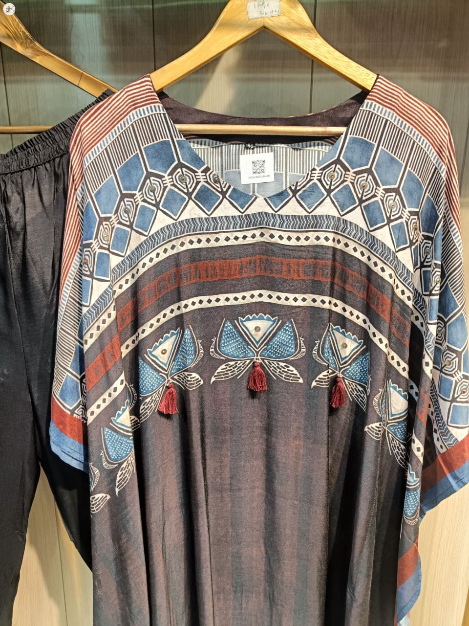BLACK AJRAKH KAFTAN