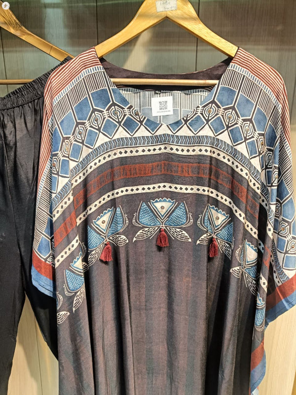 BLACK AJRAKH KAFTAN