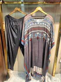 BLACK AJRAKH KAFTAN