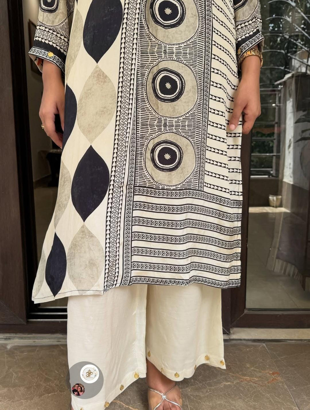 GREEN BROWN AJRAKH KURTA SET