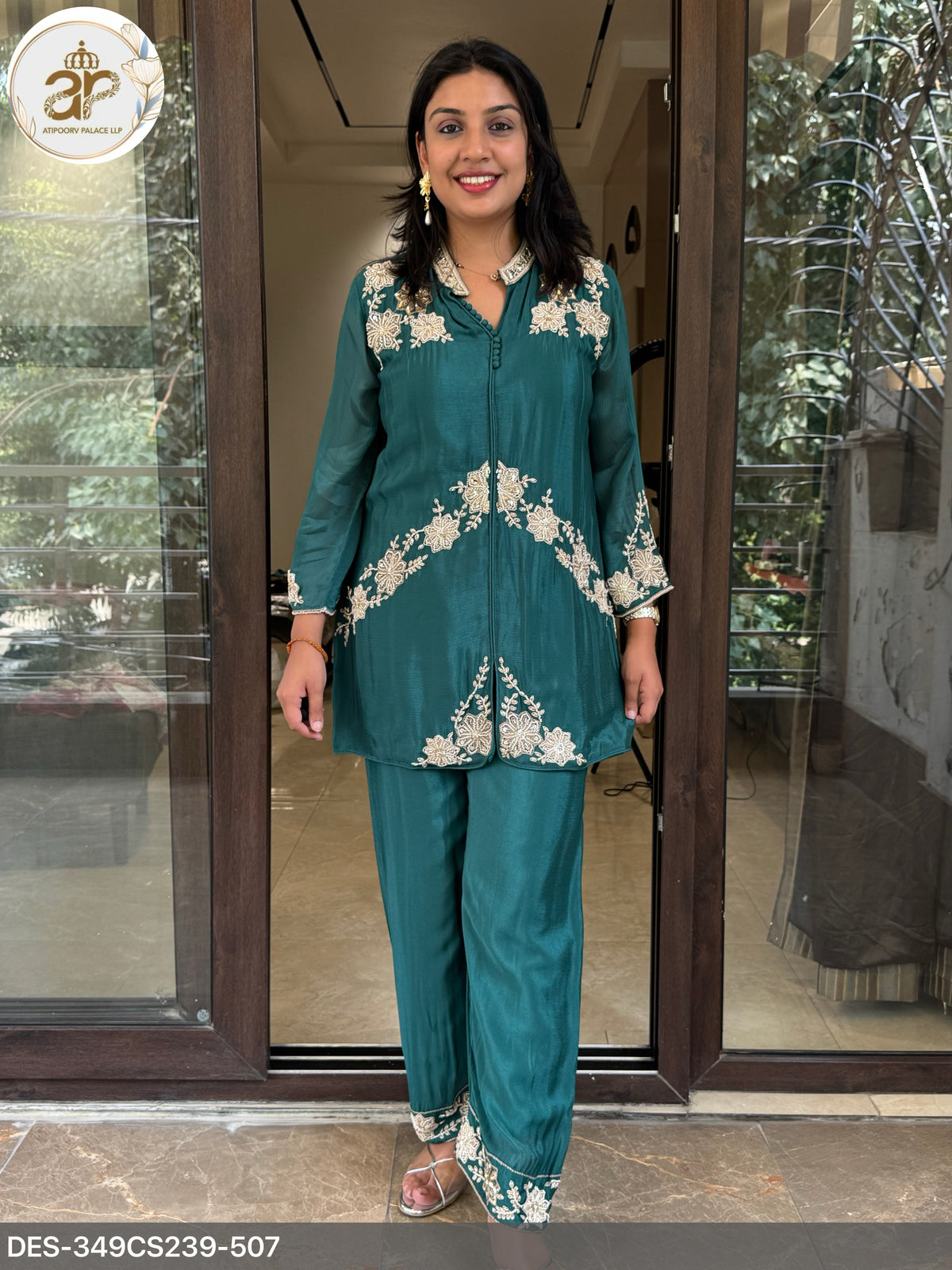 GREEN EMBROIDERY COORDSET