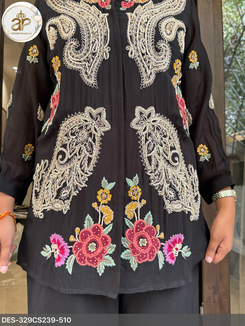 BLACK THREADWORK COORDSET