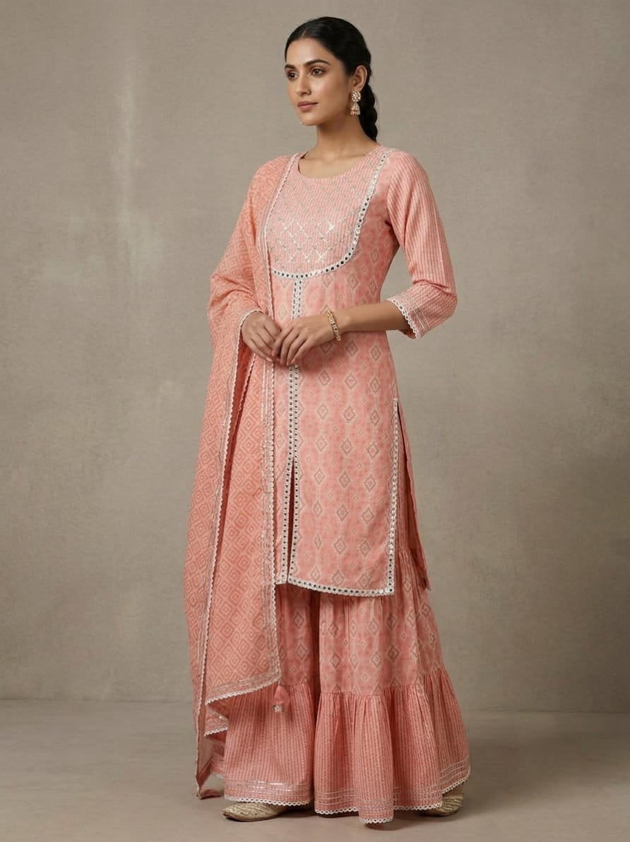 Pink Muslin Sharara
