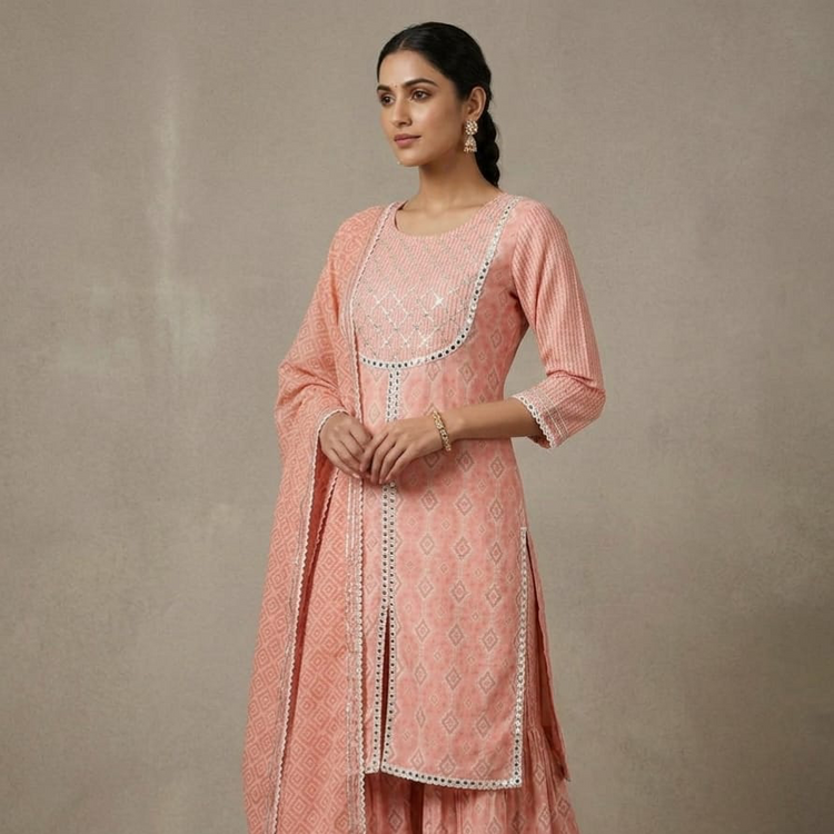 Pink Muslin Sharara Main image