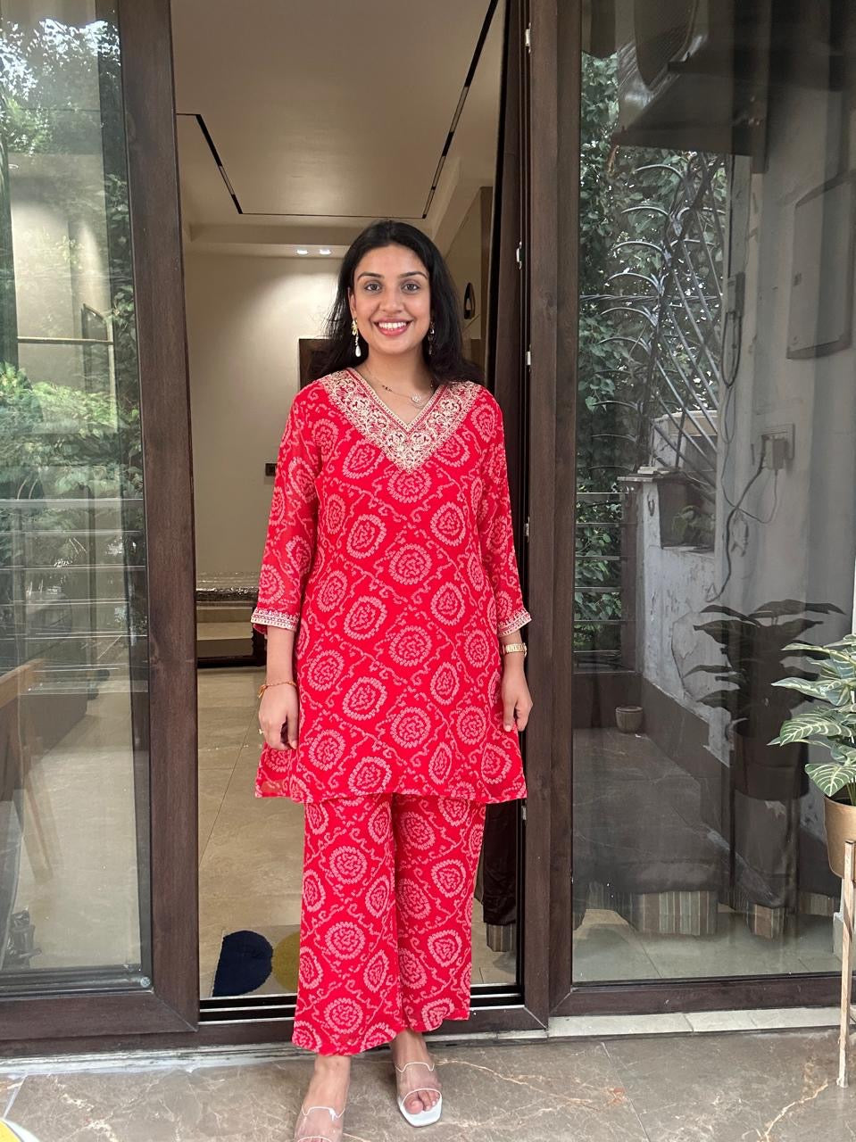 RED BANDNI COORDSET Secondary image