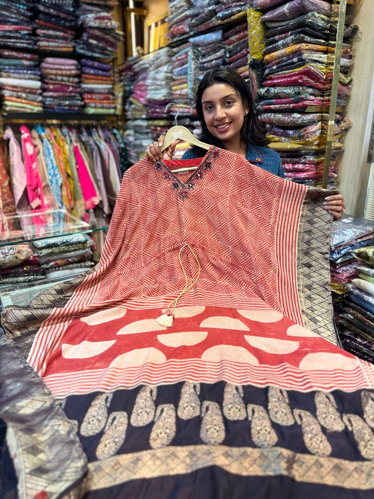 RED AJRAKH KAFTAN Main image