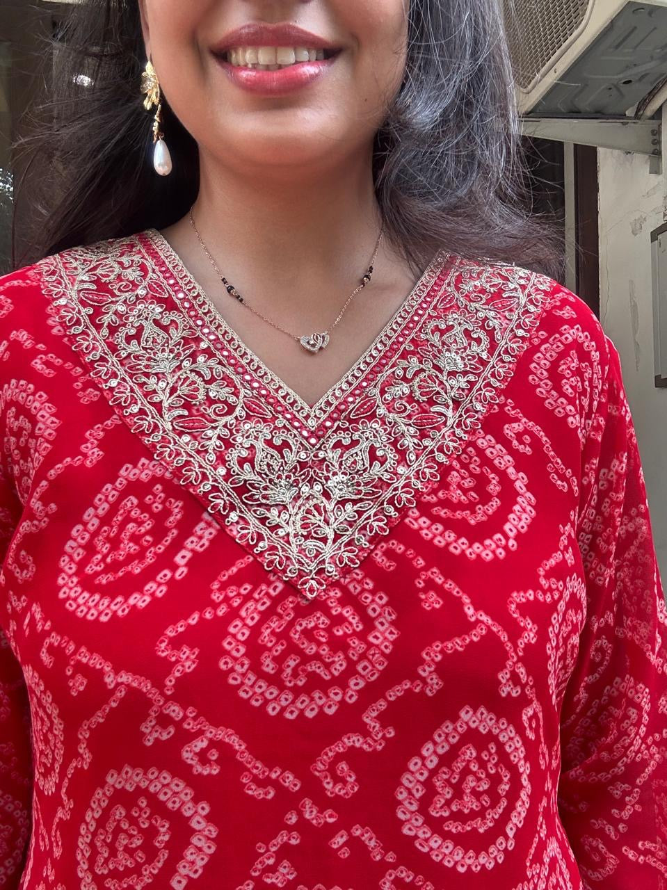 RED BANDNI COORDSET