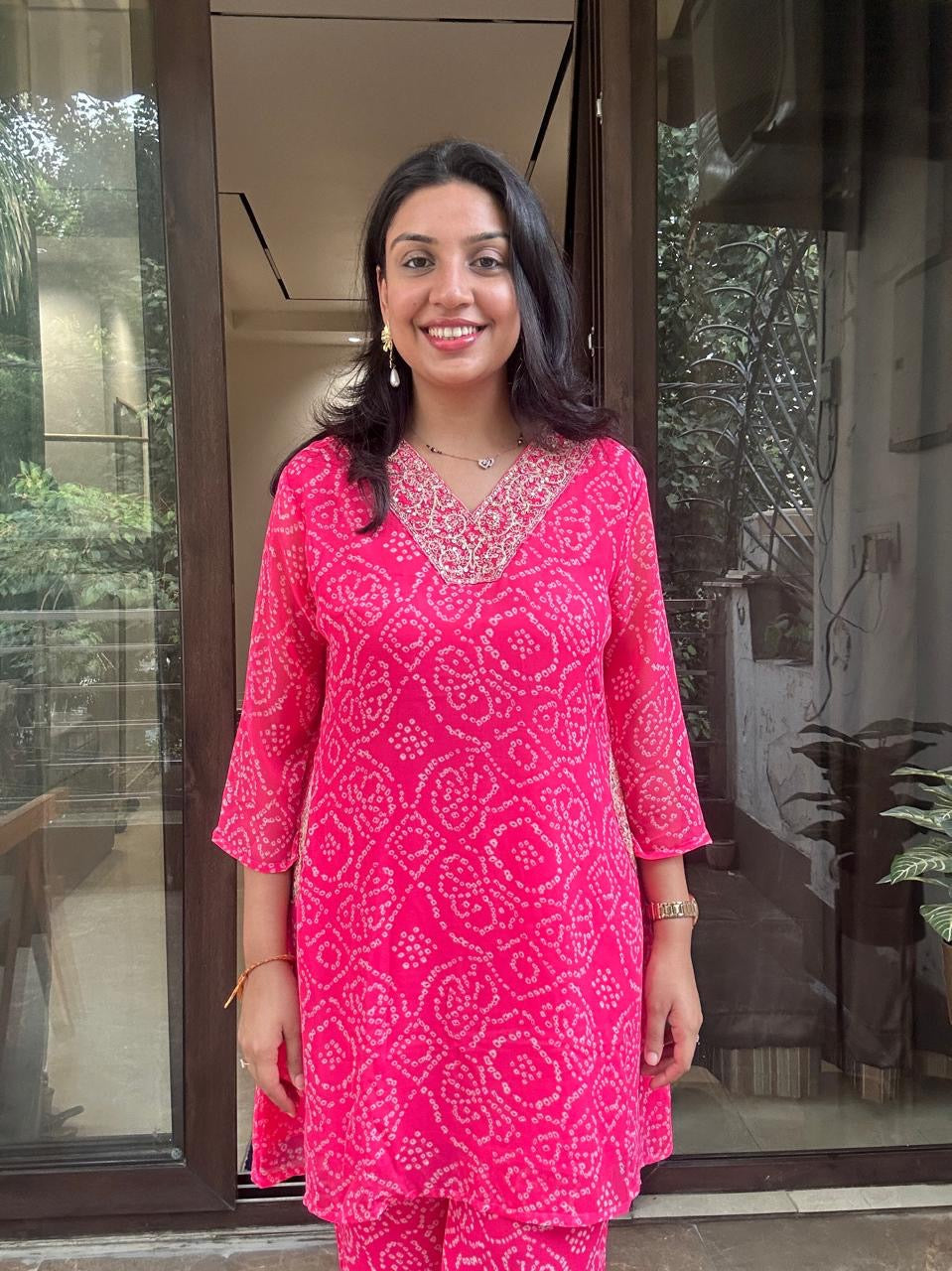 PINK BANDNI COORDSET