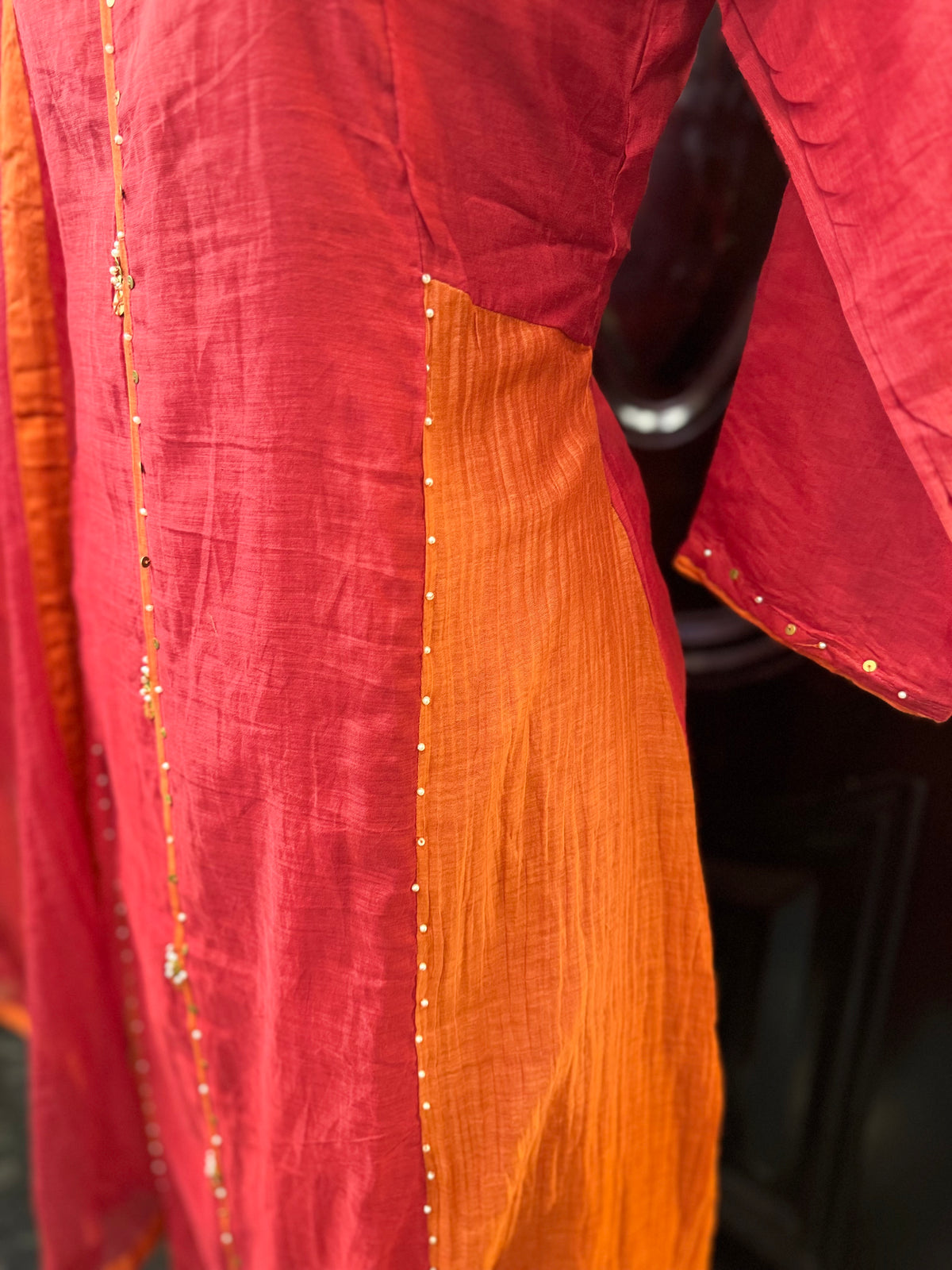 Color Block Anarkali Set