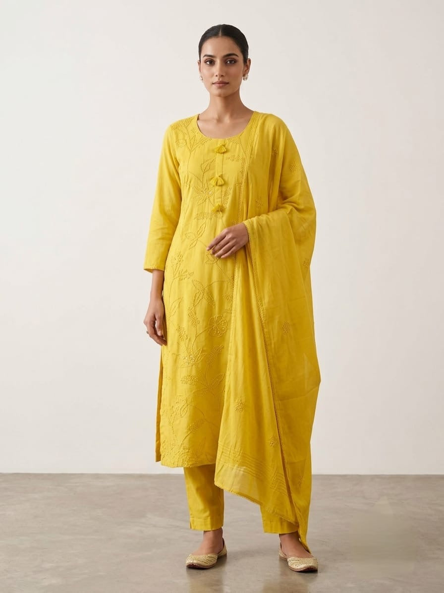 Yellow Knot Work Suit Set