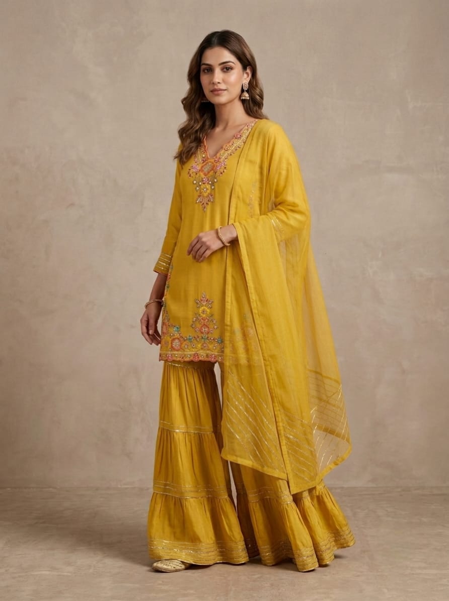 Colourful Haldi Sharara