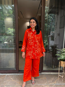 ORANGE EMBROIDERY COORD