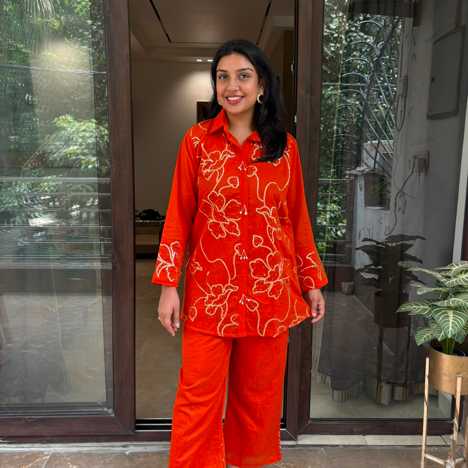 ORANGE EMBROIDERY COORD