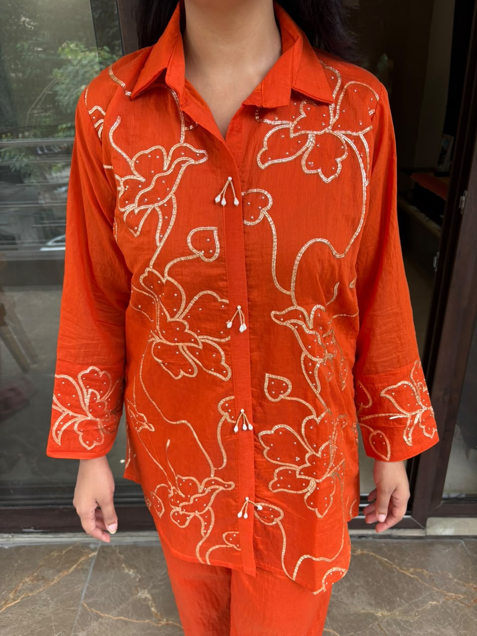 ORANGE EMBROIDERY COORD