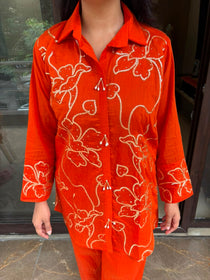 ORANGE EMBROIDERY COORD