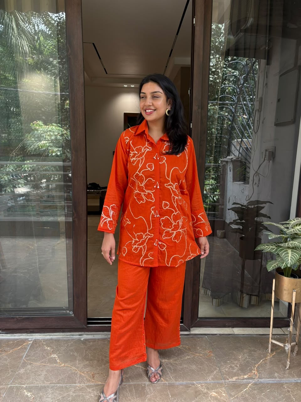 ORANGE EMBROIDERY COORD