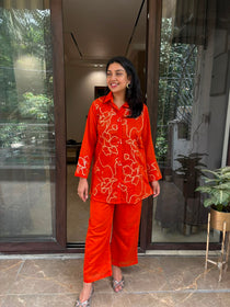 ORANGE EMBROIDERY COORD