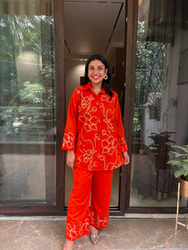 ORANGE EMBROIDERY COORD