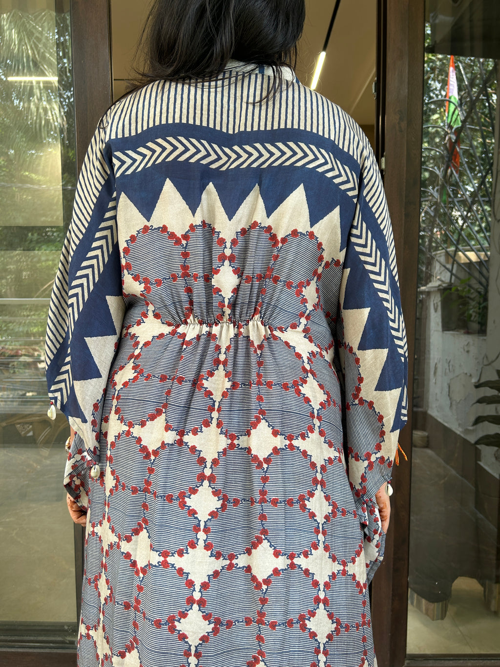 BLUE AJRAKH KAFTAN