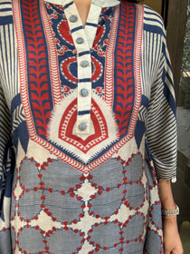 BLUE AJRAKH KAFTAN