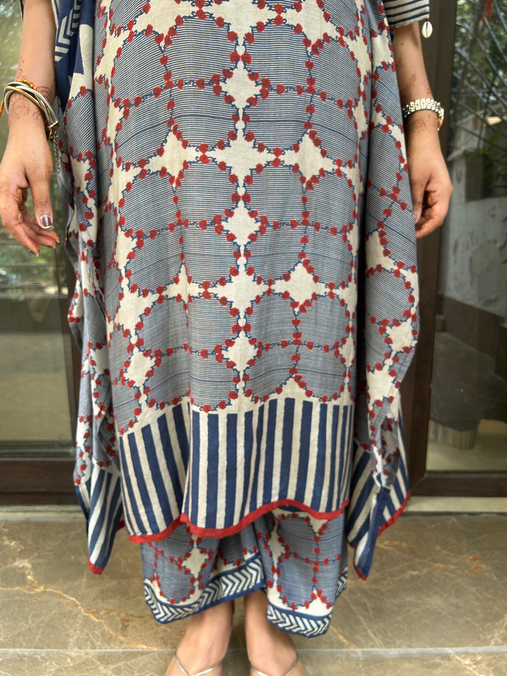 BLUE AJRAKH KAFTAN