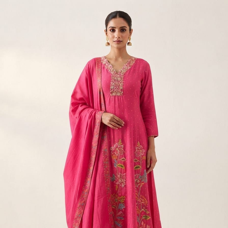 Hot Pink Anarkali Set
