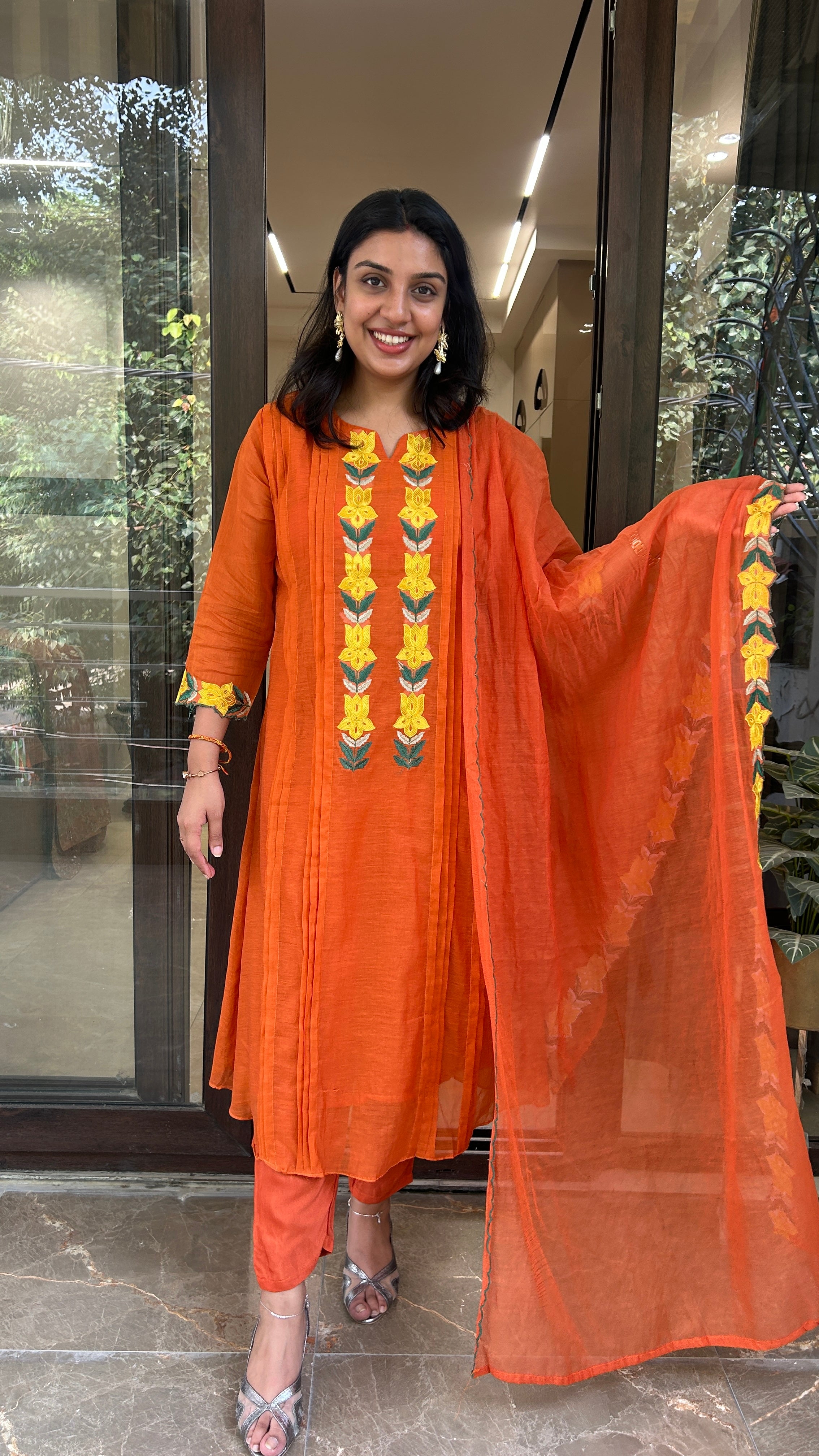 Saffron Anarkali Set Secondary image