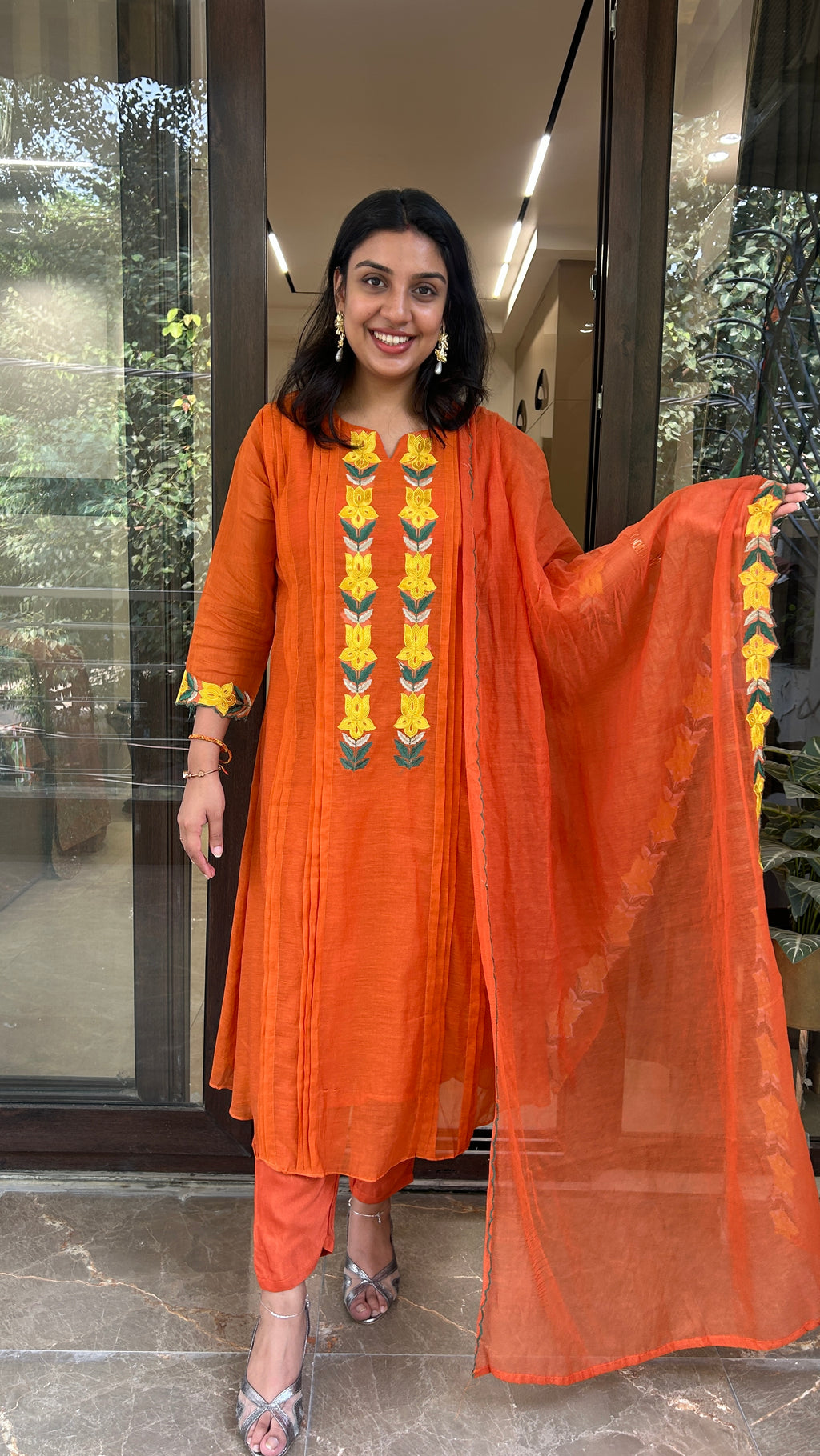 Saffron Anarkali Set