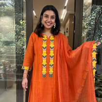 Saffron Anarkali Set
