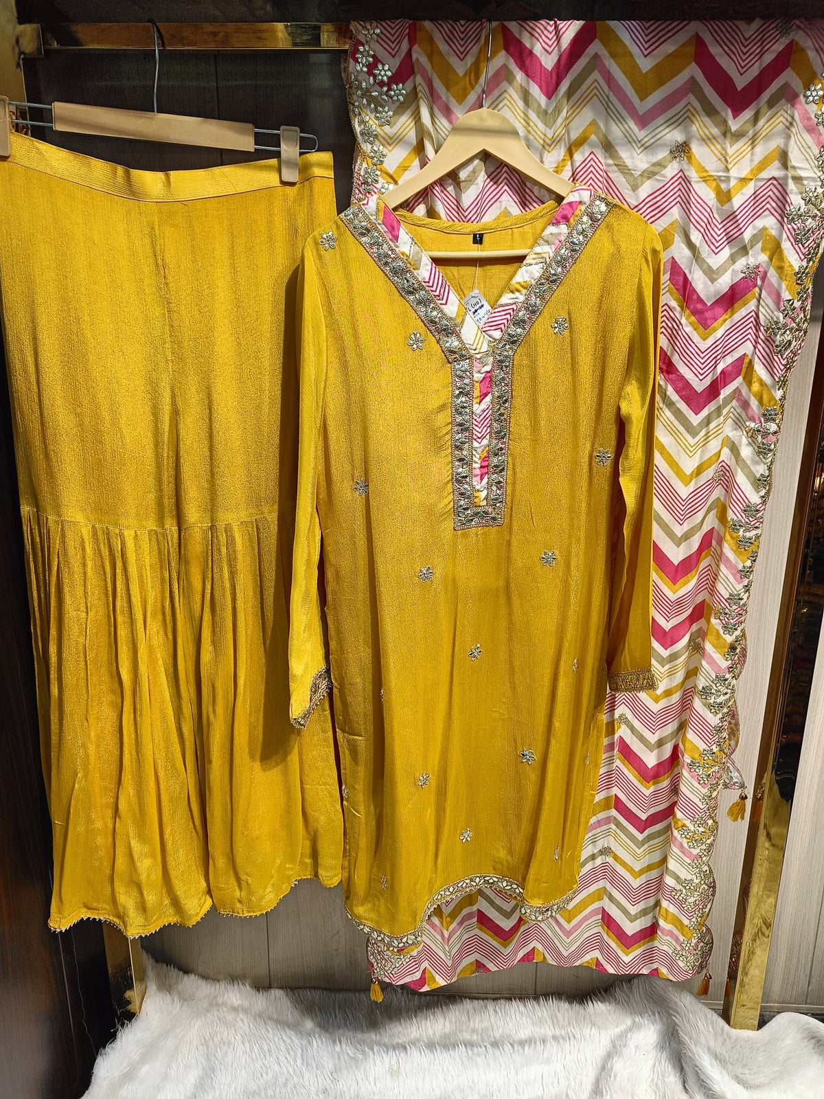Yellow Chinnon Sharara
