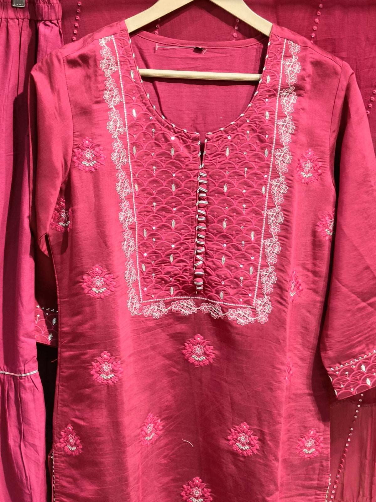 Embroidery Silk Sharara Set
