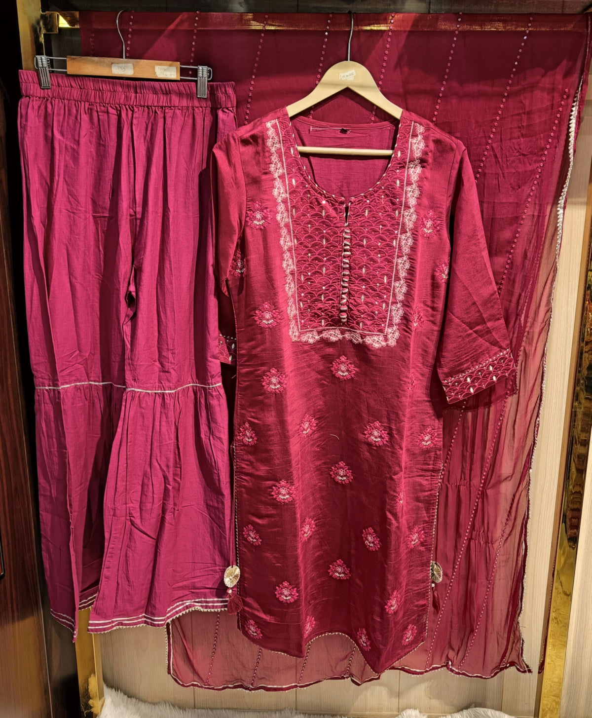 Embroidery Silk Sharara Set