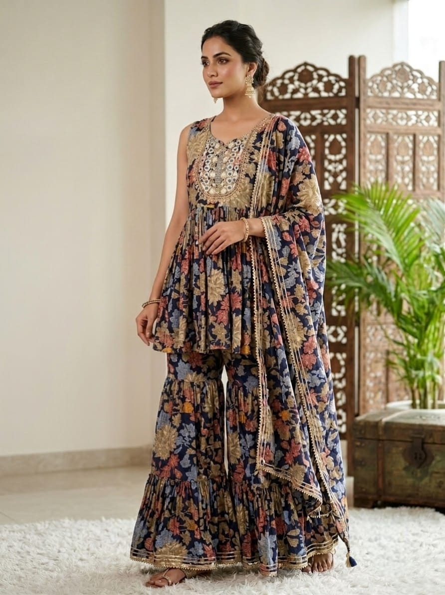 Floral Peplum Sharara Secondary image