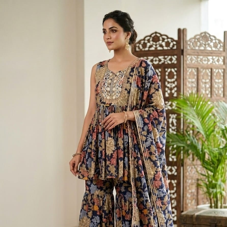 Floral Peplum Sharara